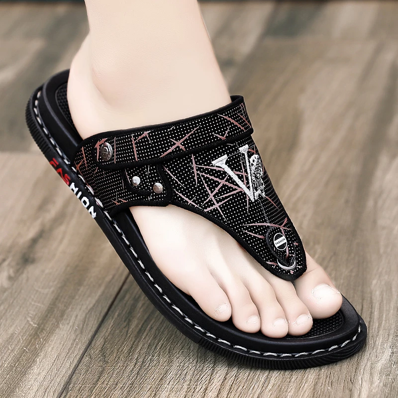 吉伦略索人字拖鞋男士夏季外穿夹脚开车户外防滑耐磨夏天沙滩凉鞋