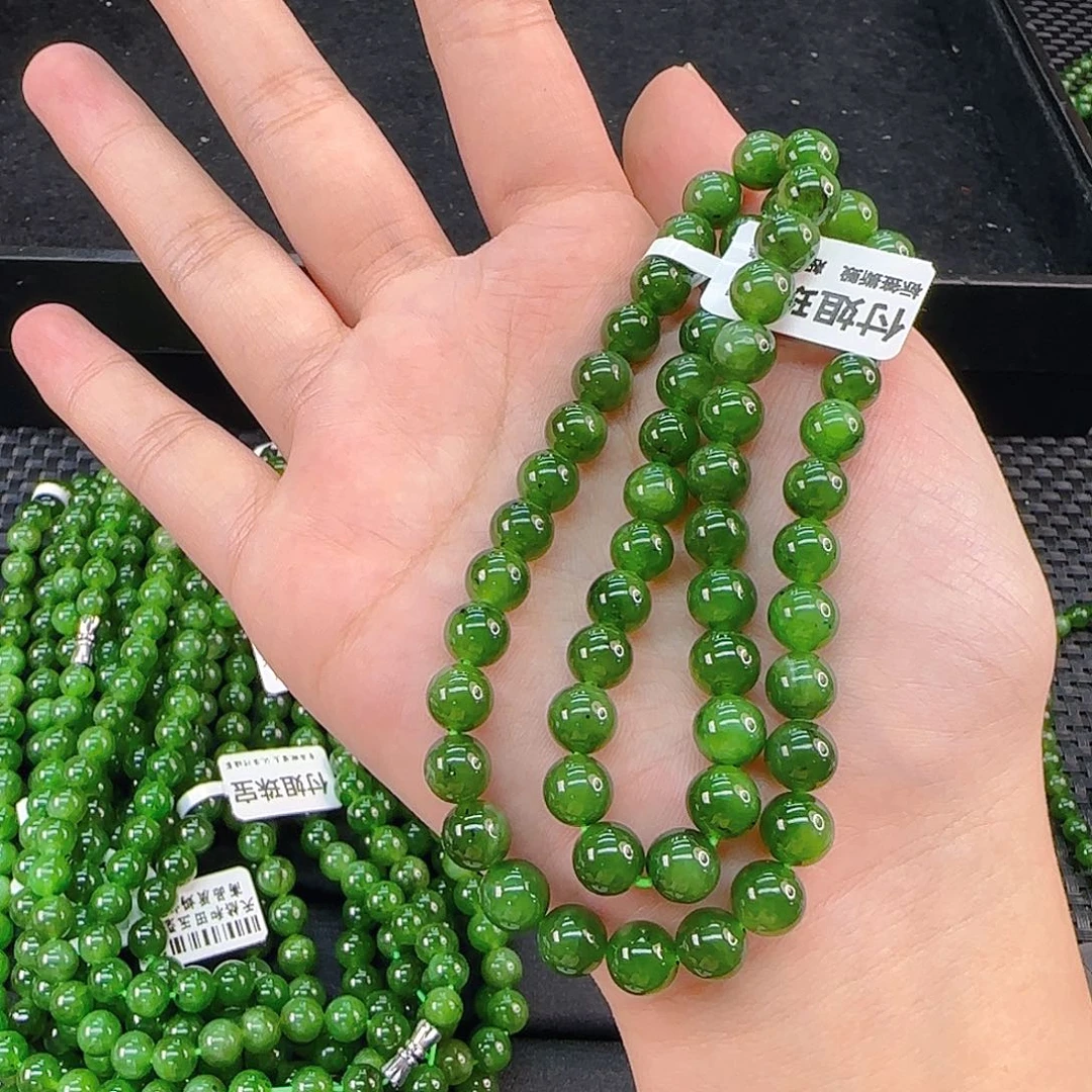 颈饰未镶嵌和田玉碧玉卡8妈妈链高品质