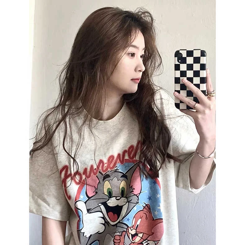 特大码300斤港味原宿风ins复古短袖t恤女春夏小众oversize上衣潮