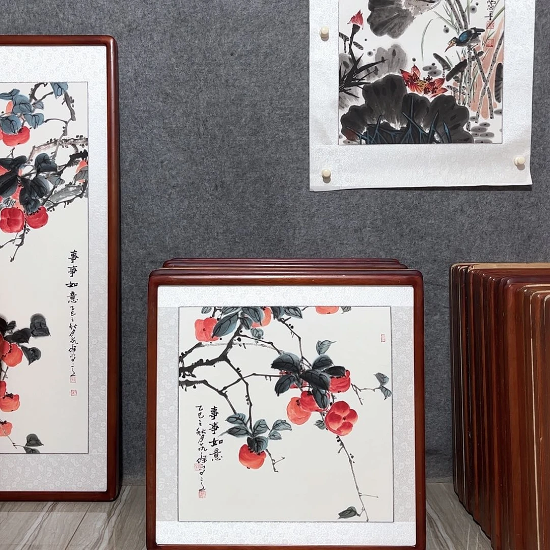 国画书画作品带框63×63