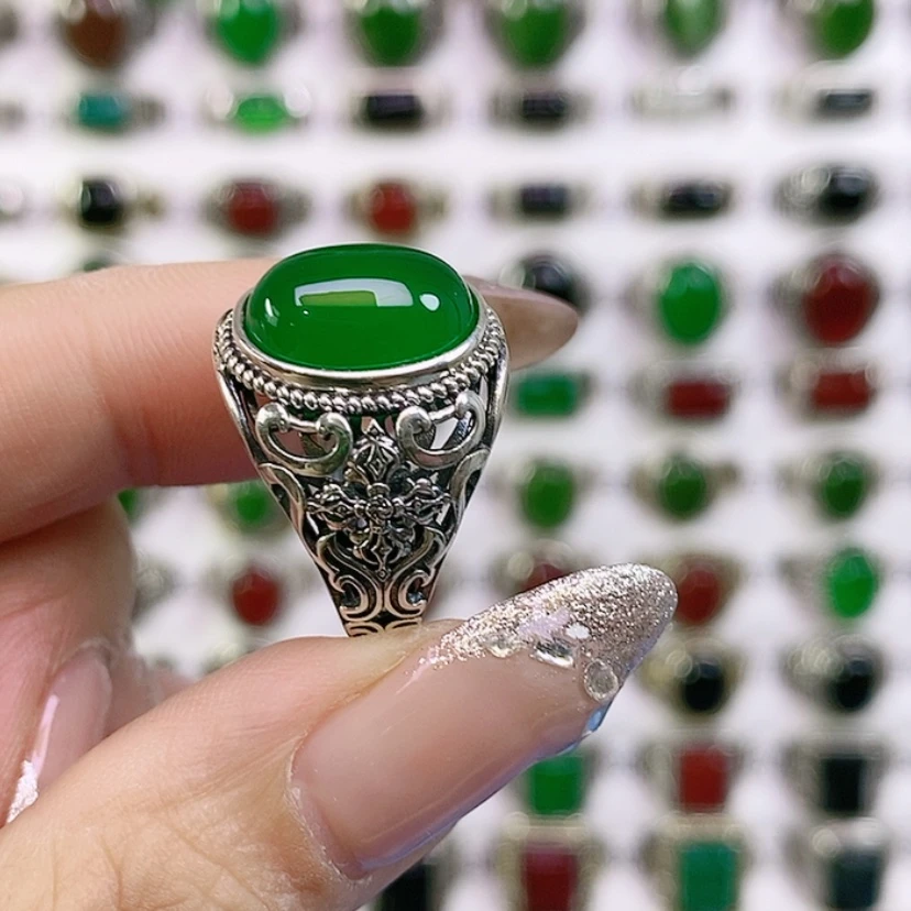 【闪购商品】银S925镶嵌戒指玛瑙/玉髓邂*?