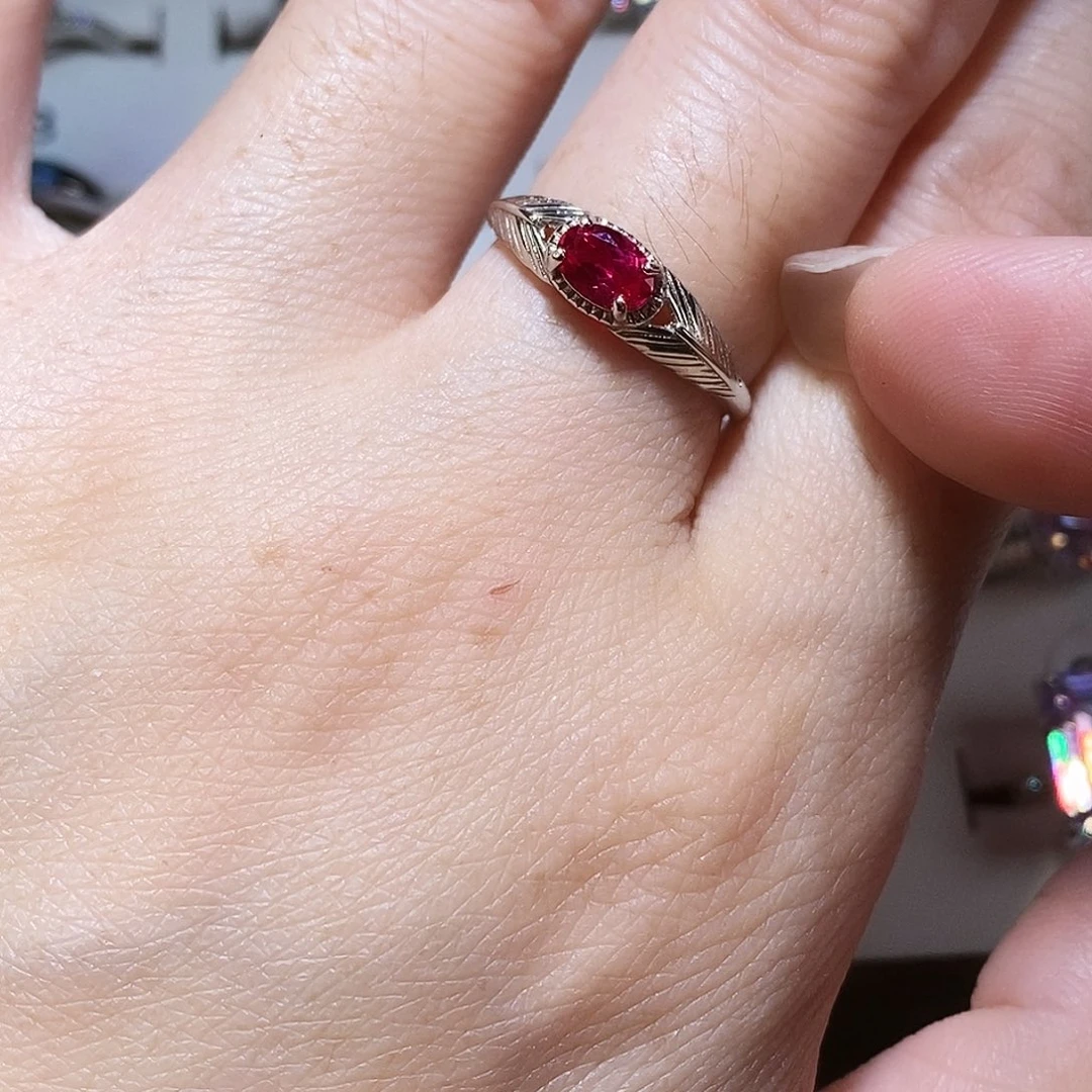 红宝石戒指银S925镶嵌