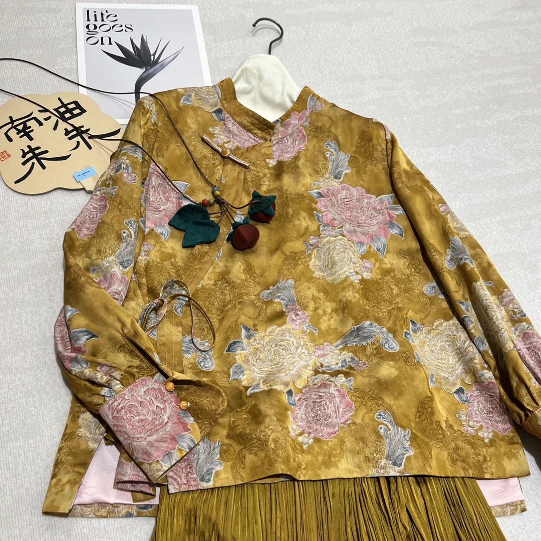 南油朱朱高级提花黄色衬衣00116