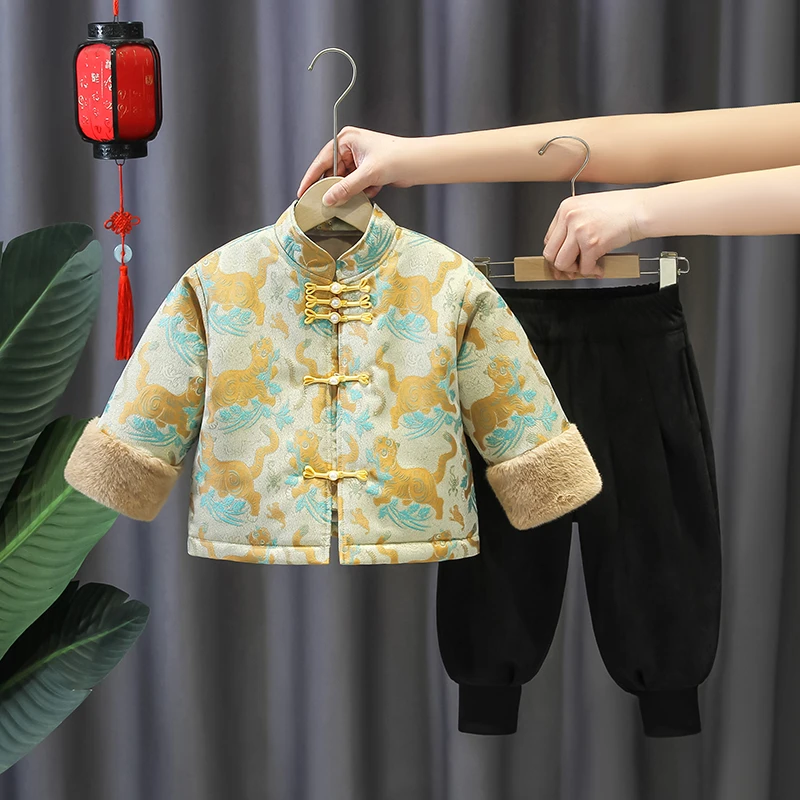 拜年服男童汉服新中式儒雅套装宝宝国风唐装儿童洋气元旦演出服装