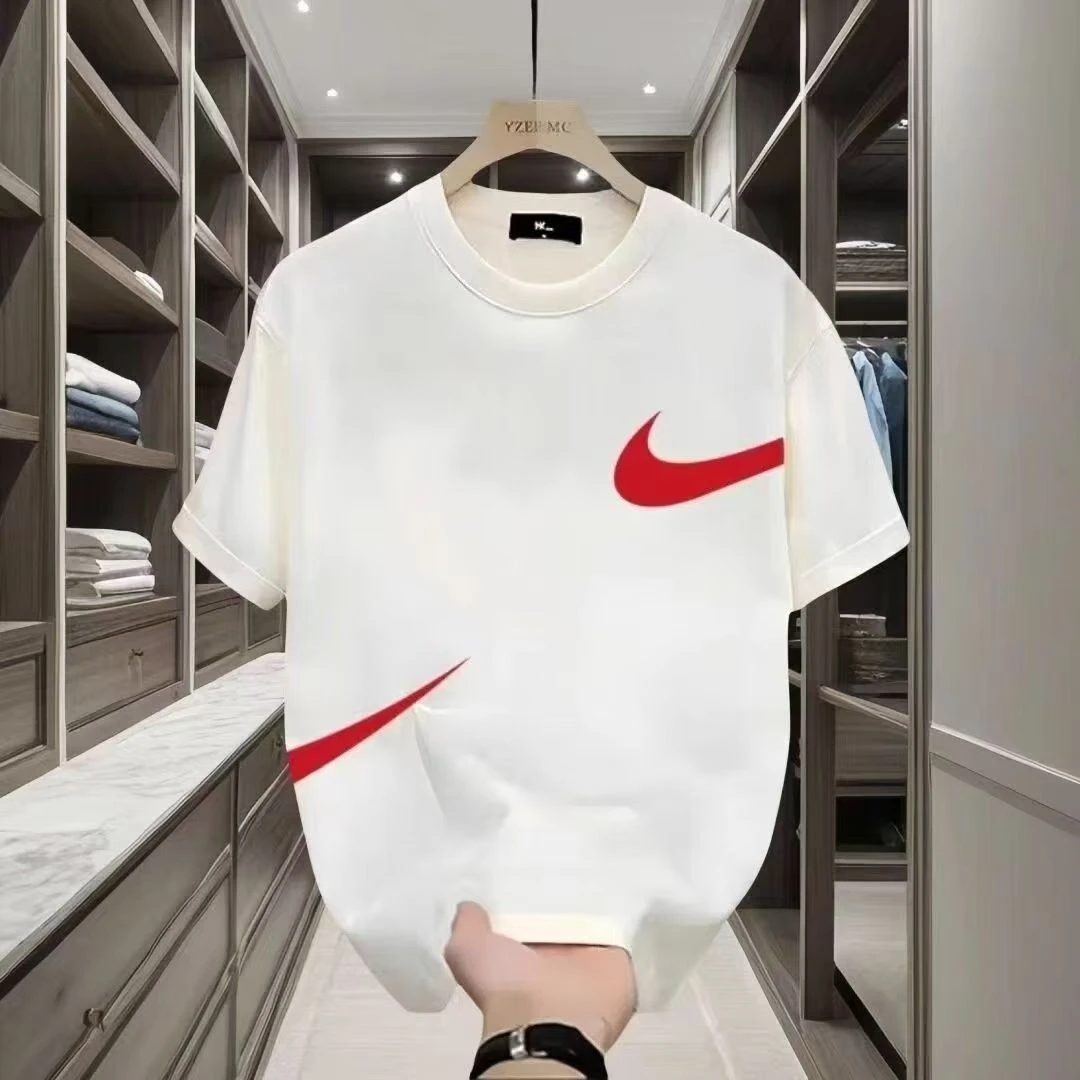 夏季短袖圆领纯棉男士T恤宽松白色印花潮流半袖时尚ins情侣