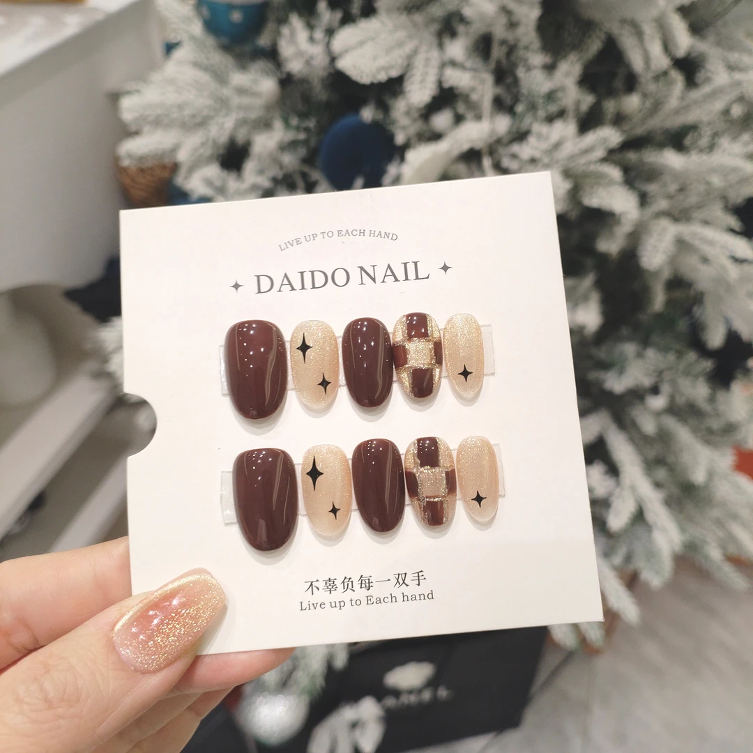 【摩卡华夫】 Daido黛朵设计师款-手工穿戴甲手绘-秋冬新品