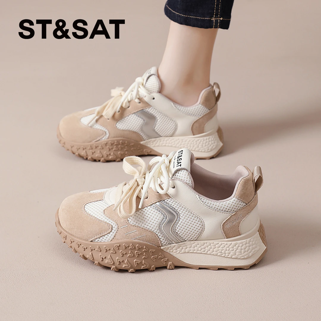 星期六秋季新款女鞋运动登山鞋透气百搭德训鞋时尚休闲鞋防滑鞋子