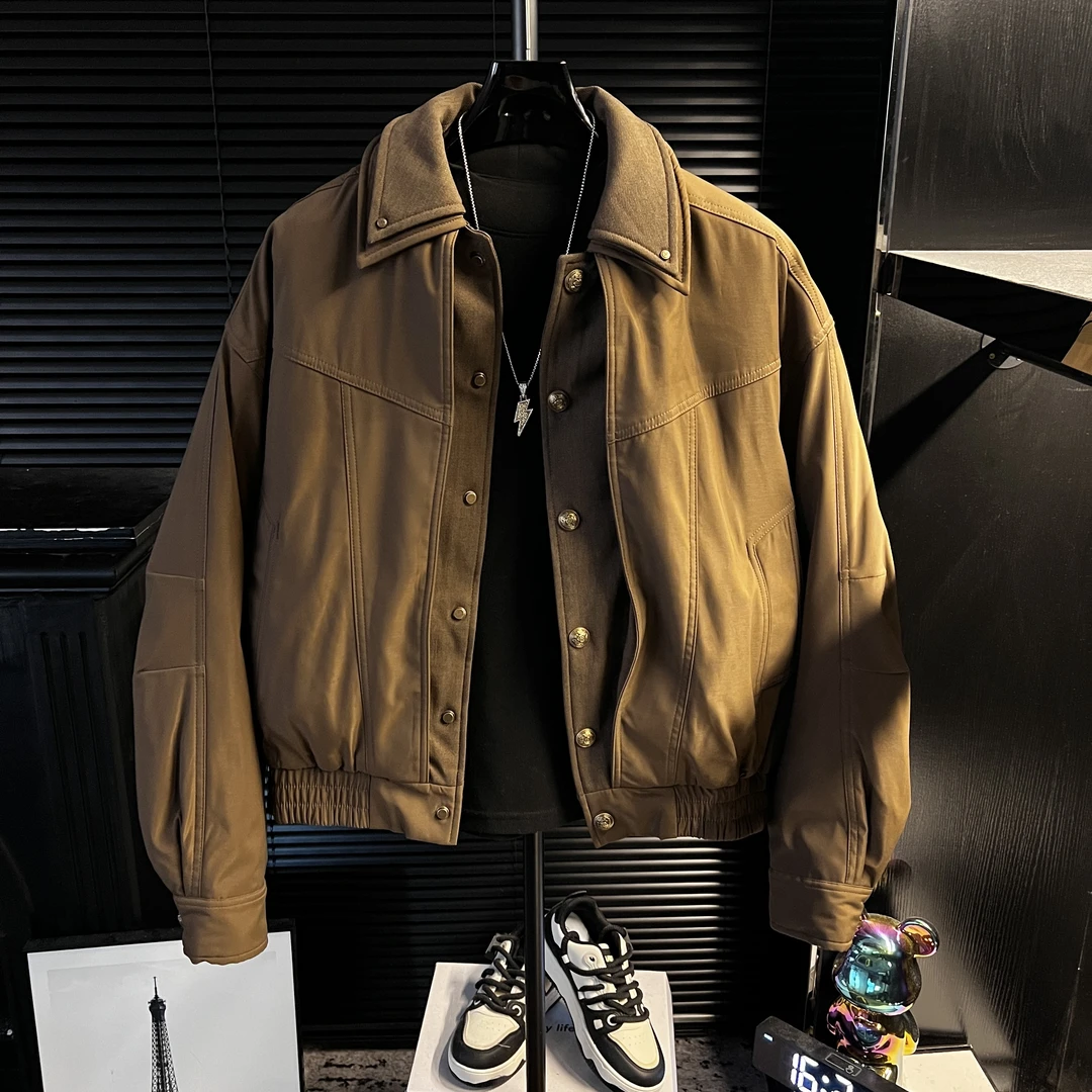 YY-男士灯芯绒撞色拼接工装加厚棉衣