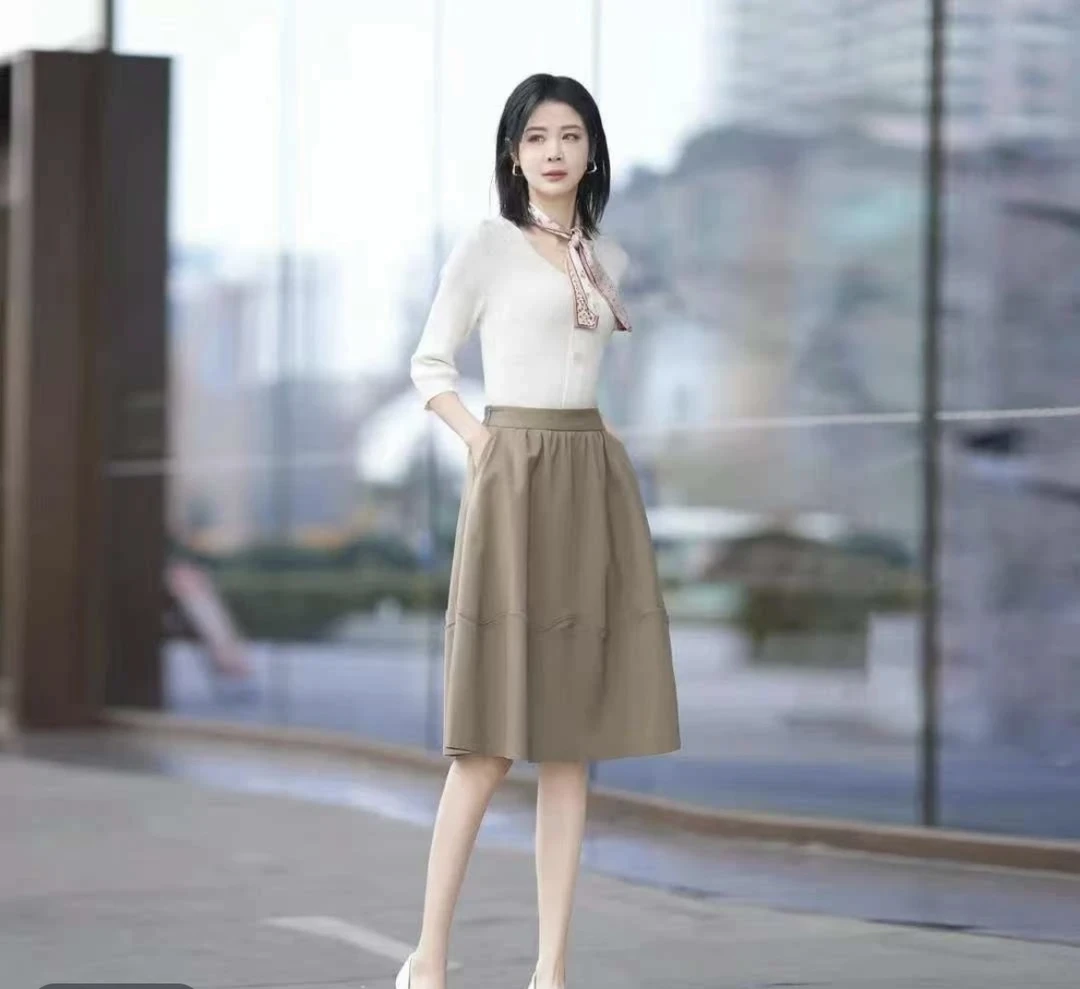 Q752【断码清仓】春夏款时尚气质中腰显瘦不规则百搭法式半身裙AT