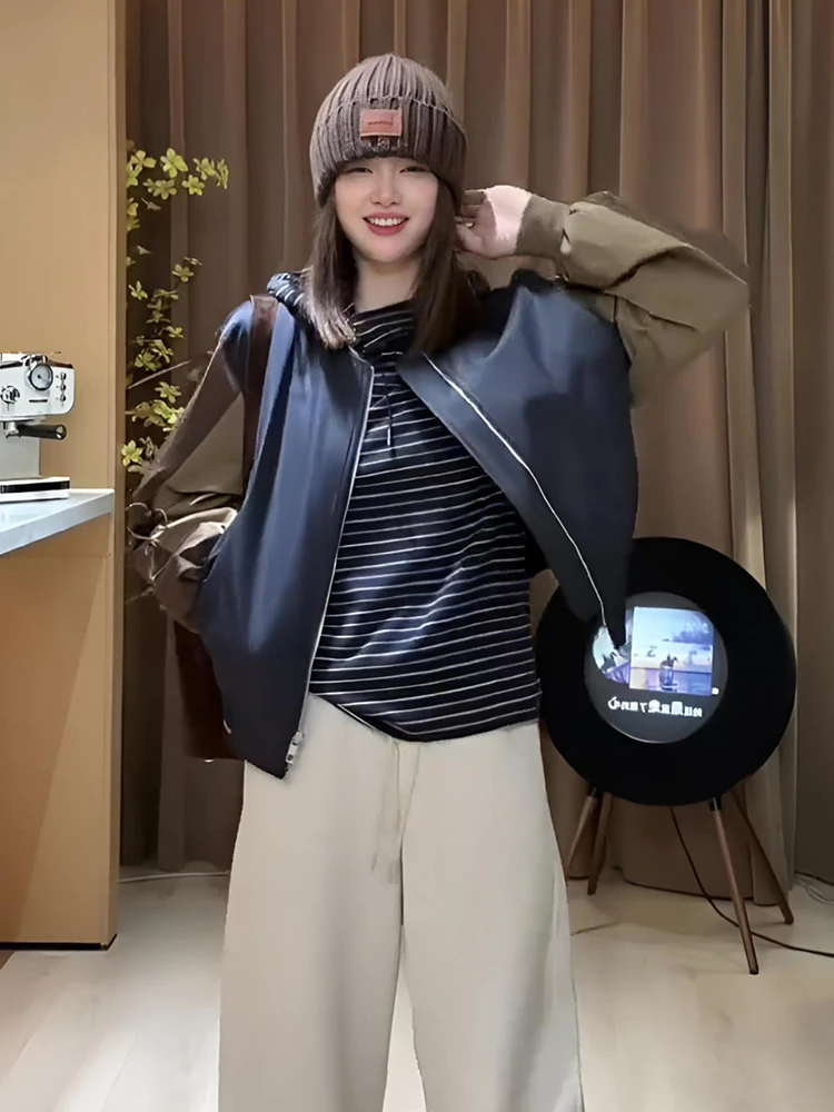 1002春季外套女款拼接休闲百搭棒球服小众设计感宽松显瘦夹克韩系