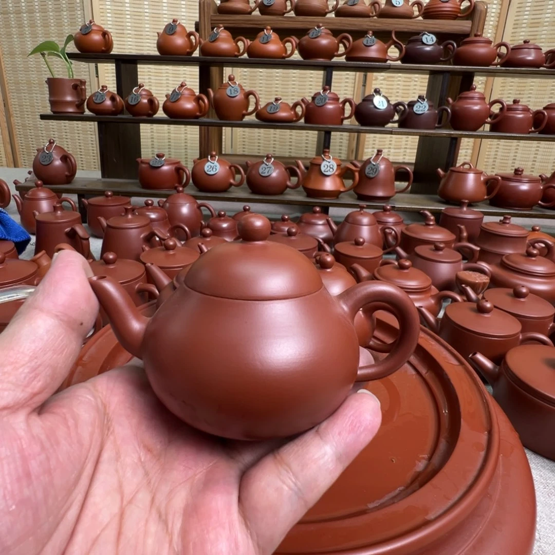 人***行紫砂茶壶潮州手拉朱泥壶，微瑕不退换