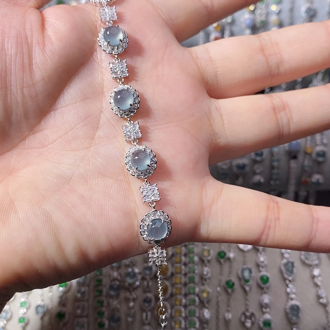 翡翠银S925镶嵌手链