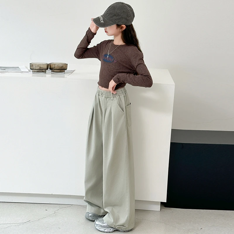 儿童秋装2025年新款大女童装宽松裤子春秋款休闲裤秋季阔腿直筒裤