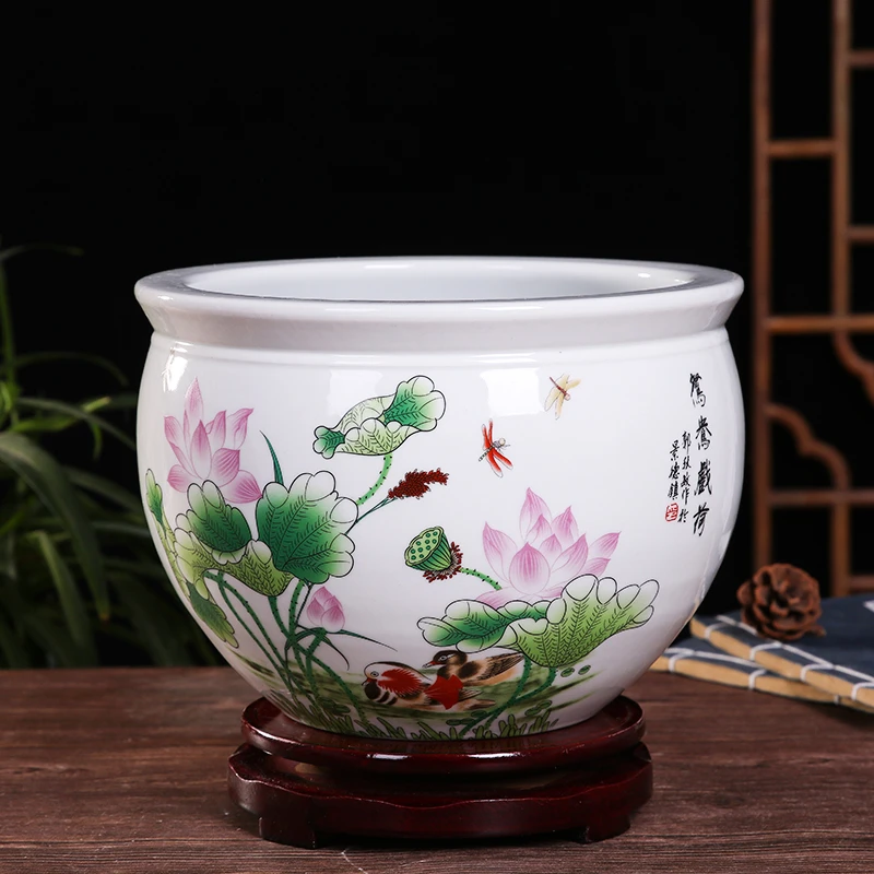 【直播间】景德镇陶瓷摆件鱼缸流水器喷泉家用鱼缸大号客厅庭院鱼缸