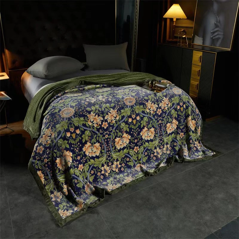 莫里斯双层复合法兰绒毛毯 居家办公加厚保暖空调盖毯150*200cm