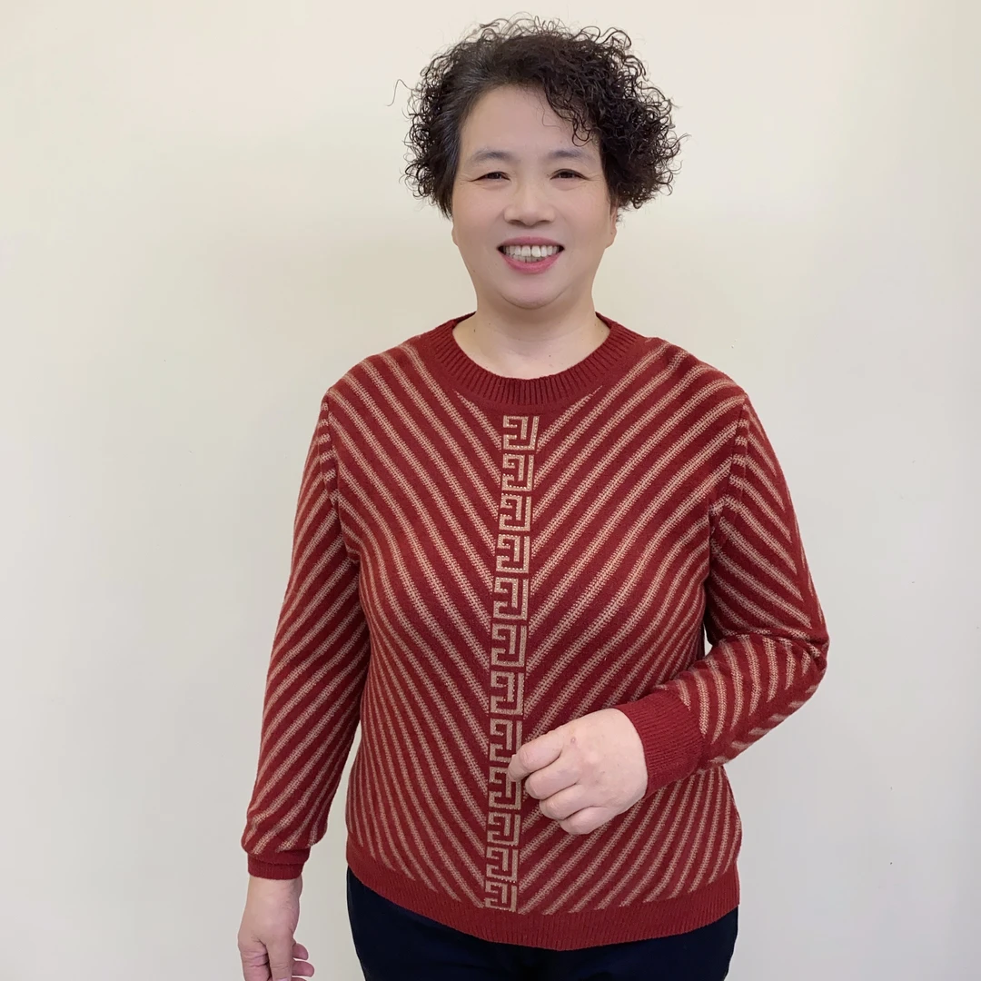 秋冬季毛衣中老年洋气妈妈装常规圆领条纹气质女装时尚打底衣169