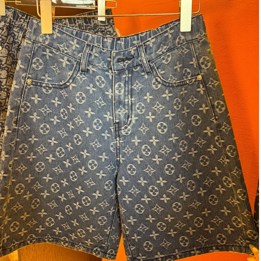 【高版本】【男女同款】复古牛仔五分短裤2025新款时装周高腰直筒a字