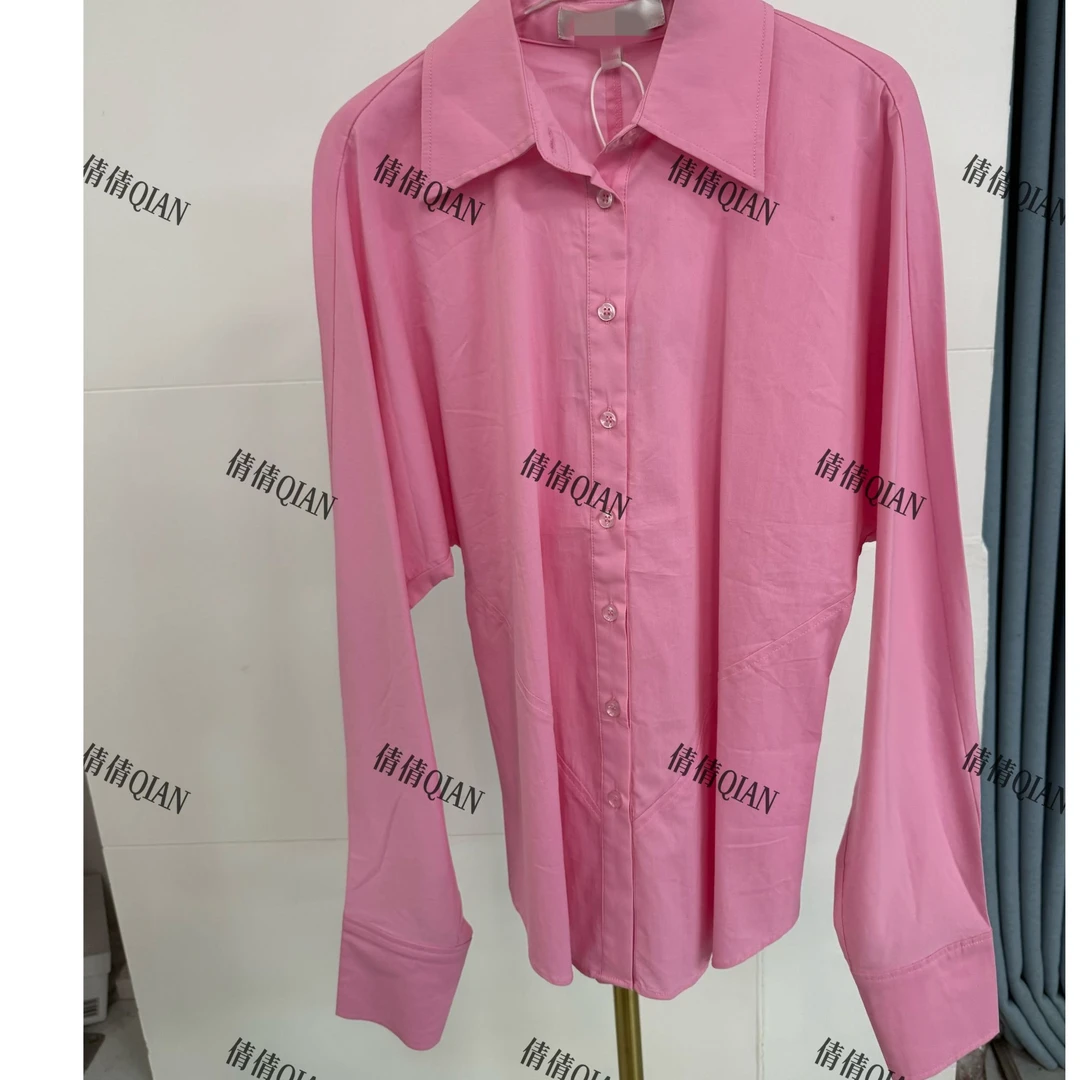 玫红色气质长袖衬衫（GP061）