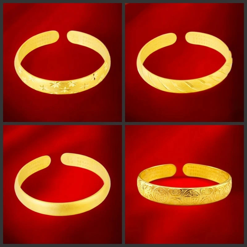 合金手镯 精美古法妈妈手镯时尚简约可调节镯子光面磨砂素款首饰