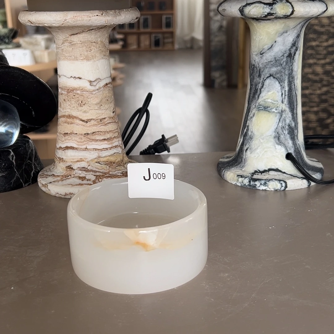 石材J009瑕疵白冰宠物碗