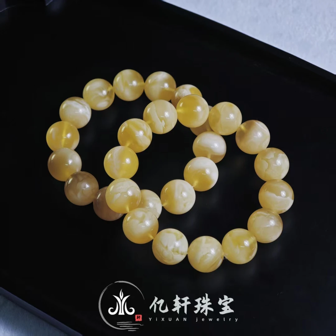 【鸿汐】 金白圆珠单圈素串14mm+多样性发货一件