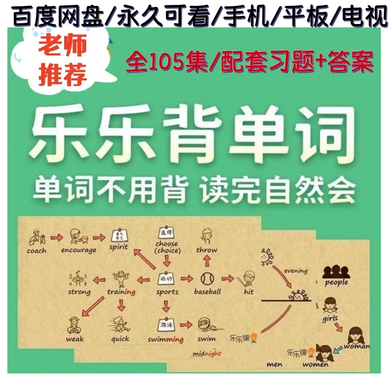 清华乐乐背单词乐乐课堂背单词视频105集+习题答案乐乐课堂背单词