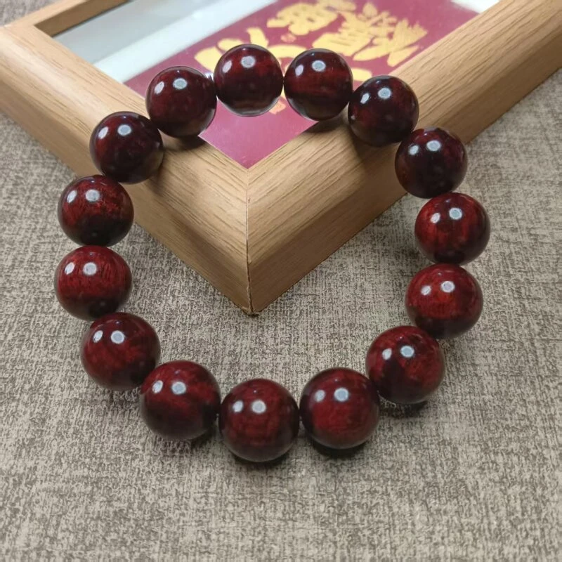 水波纹黄花梨1.5圆珠单圈文玩手串1137