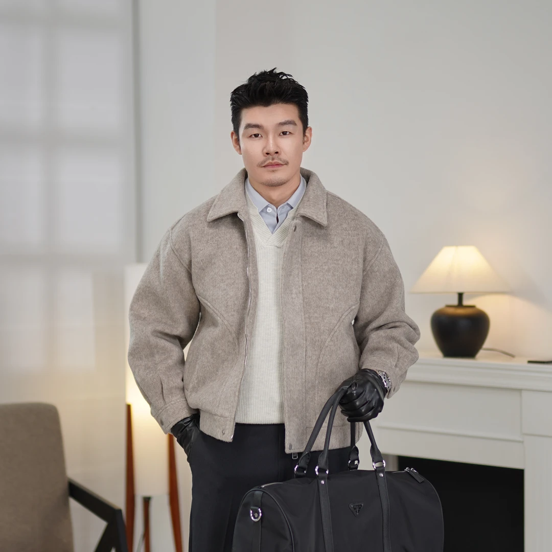 DSX羊毛重磅双面尼夹克老钱风Boxy廓形毛呢外套男女2025秋冬新款