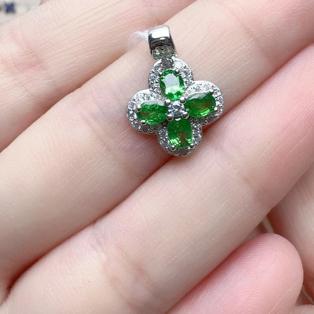 石榴石吊坠(不含链)银S925镶嵌吊坠