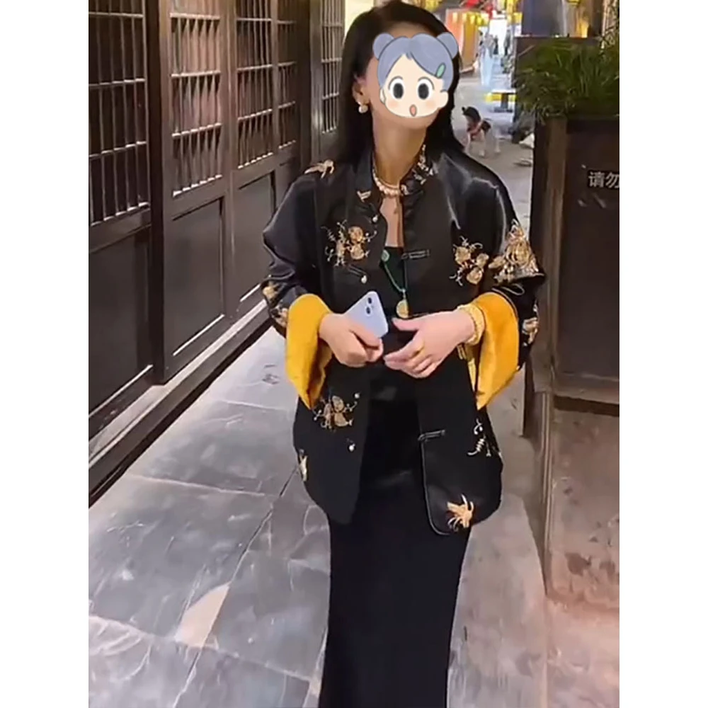 新中式国风设计感外套女2025新款盘扣立领宽松显瘦改良唐装上衣