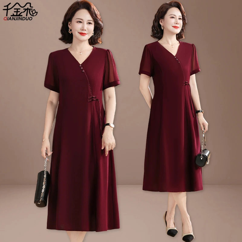 中老年名牌连衣裙2025新款妈妈结婚裙子喜婆婆婚宴装礼服平时可穿