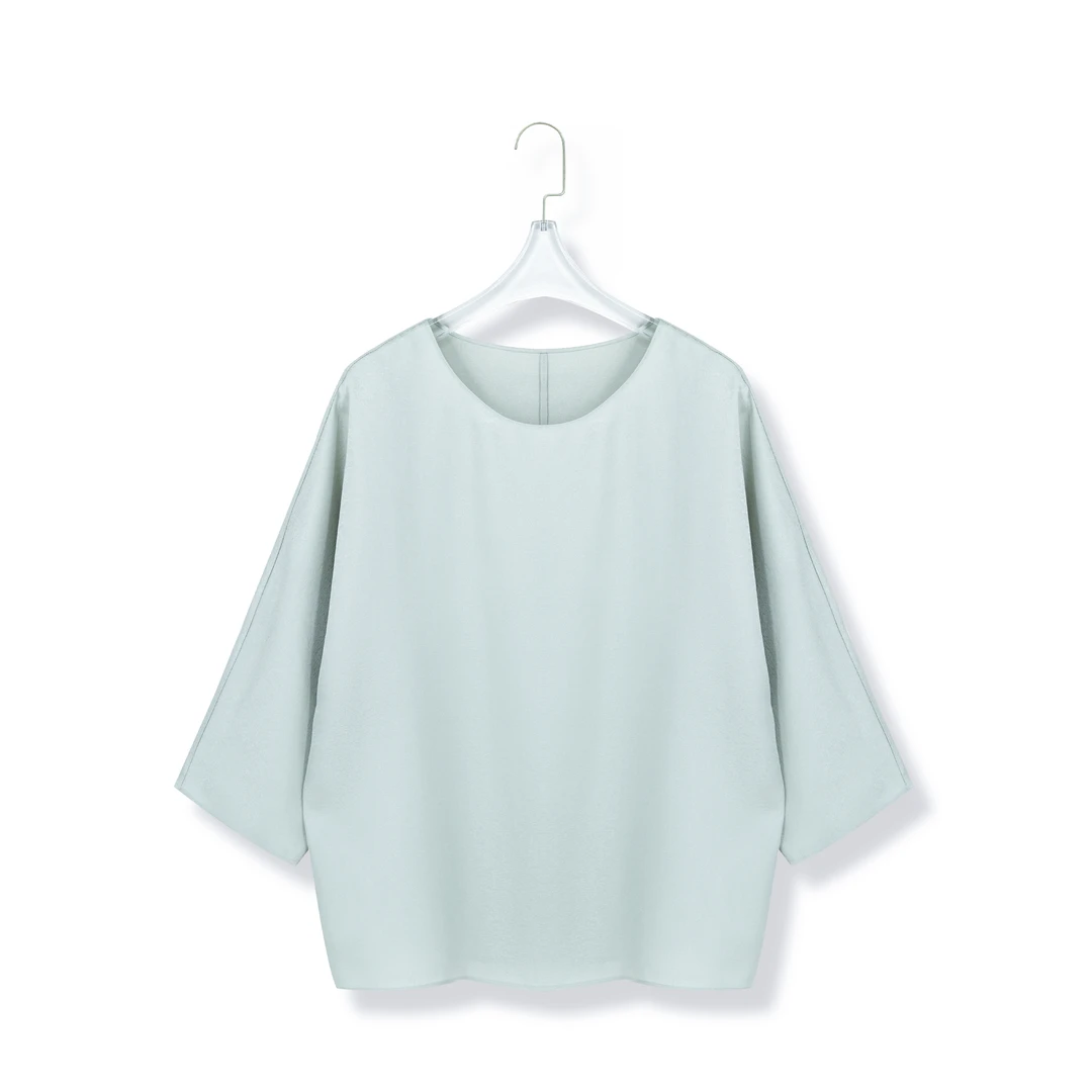 【思思心选】新款100%桑蚕丝休闲风时尚百搭纯色原创圆领衬衫2532