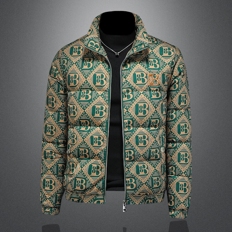 GAILENLASUT/吉伦略索字母印花羽绒服男士刺绣外套加厚潮牌冬季