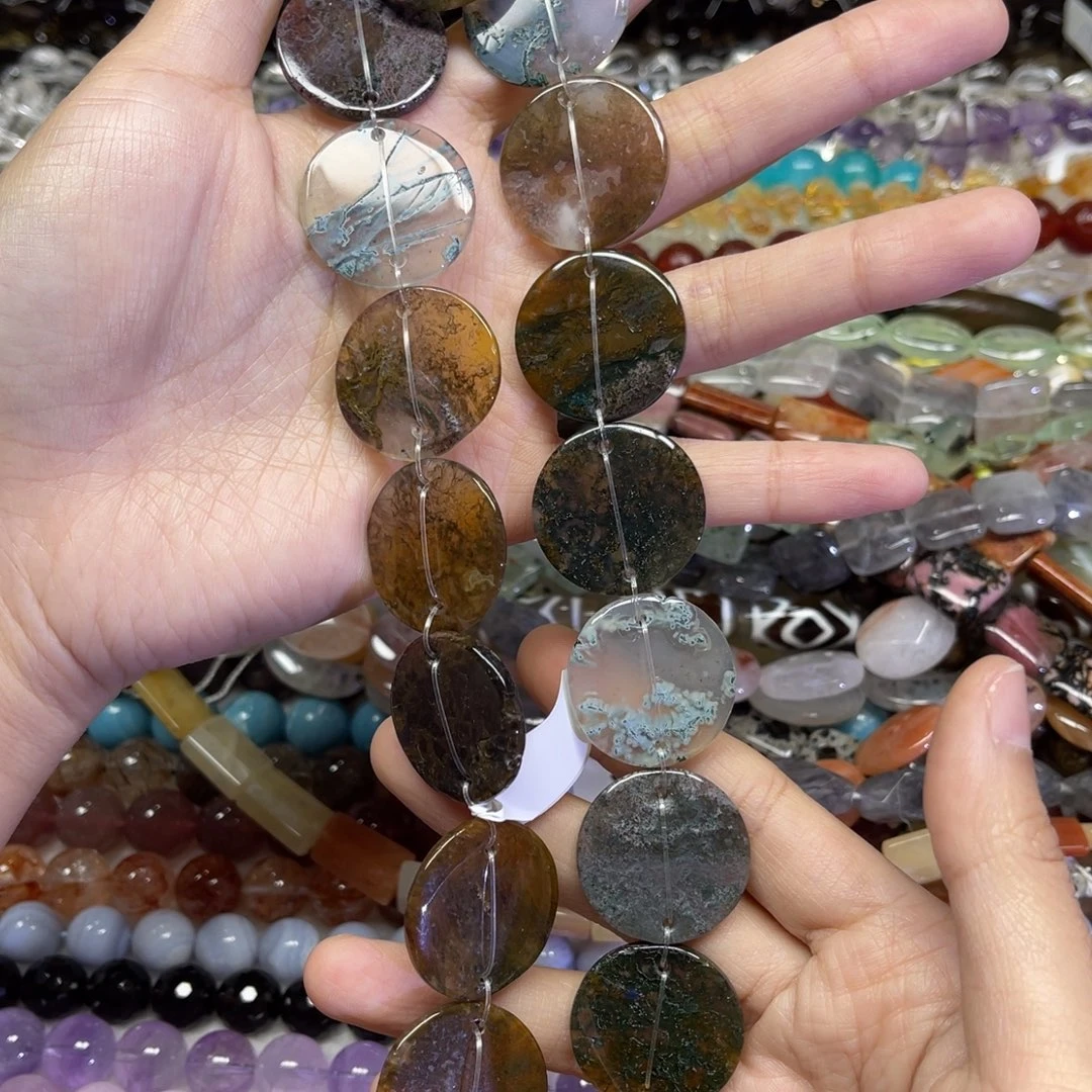 玛瑙/玉髓散珠天然水草玛瑙卡25长条38厘米