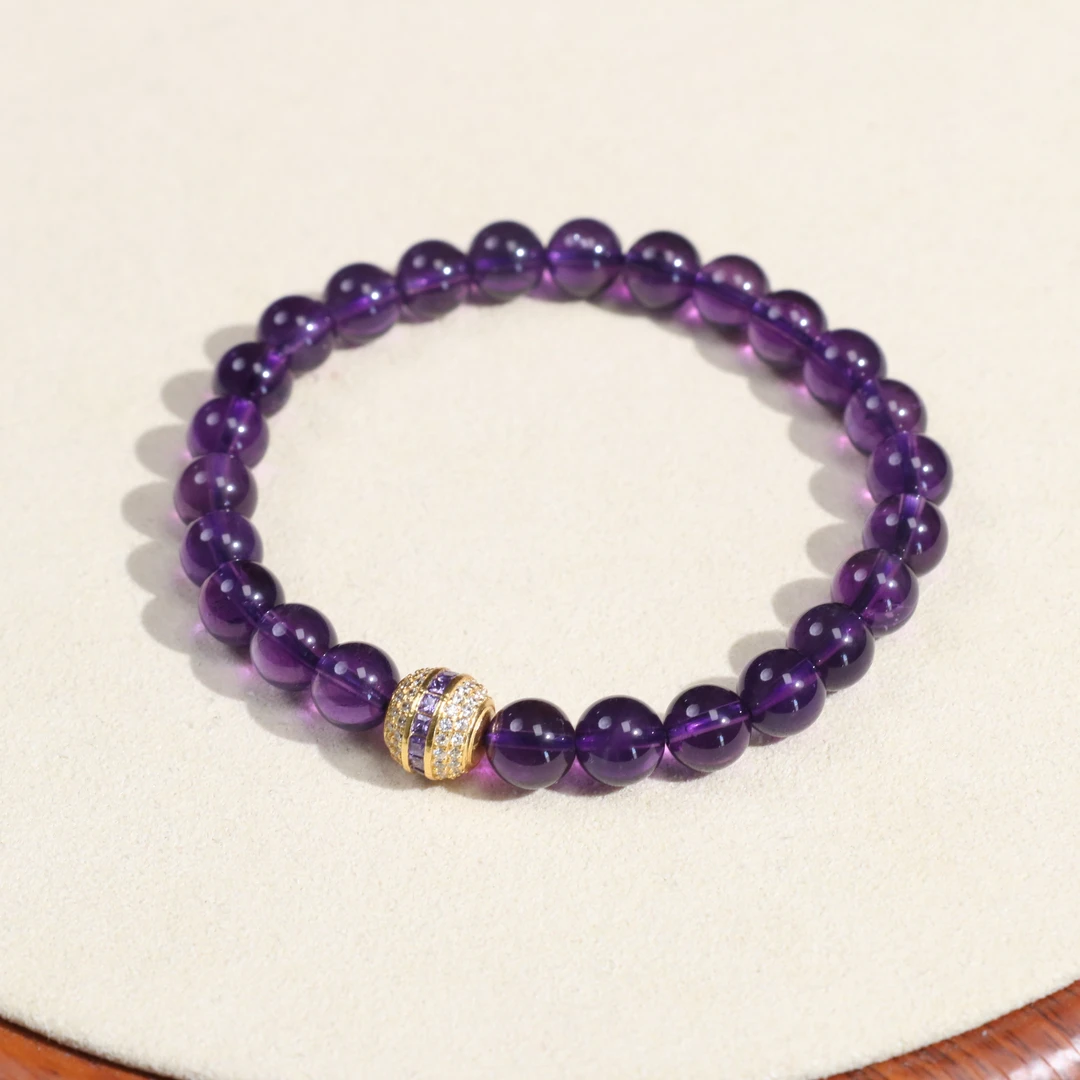 紫水晶单圈设计款手串气质轻奢素圈百搭紫色