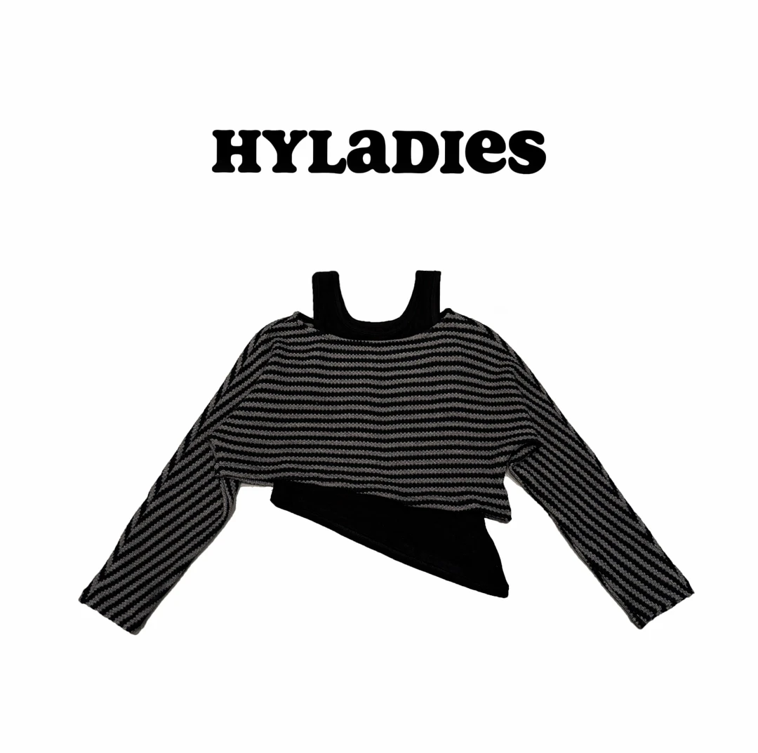 HYLADIESWEAR  『音符交错』时尚休闲条纹不规则两件套宽松针织上衣