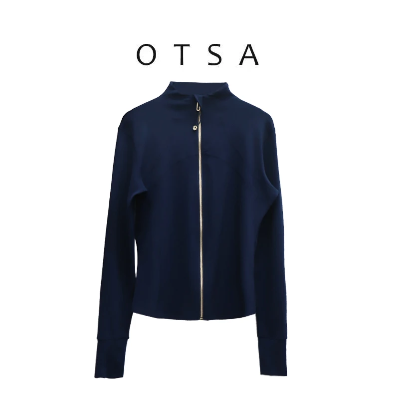【OTSA】运动外套女夏新款白色修身瑜伽上衣跑步骑行紧身长袖健身服