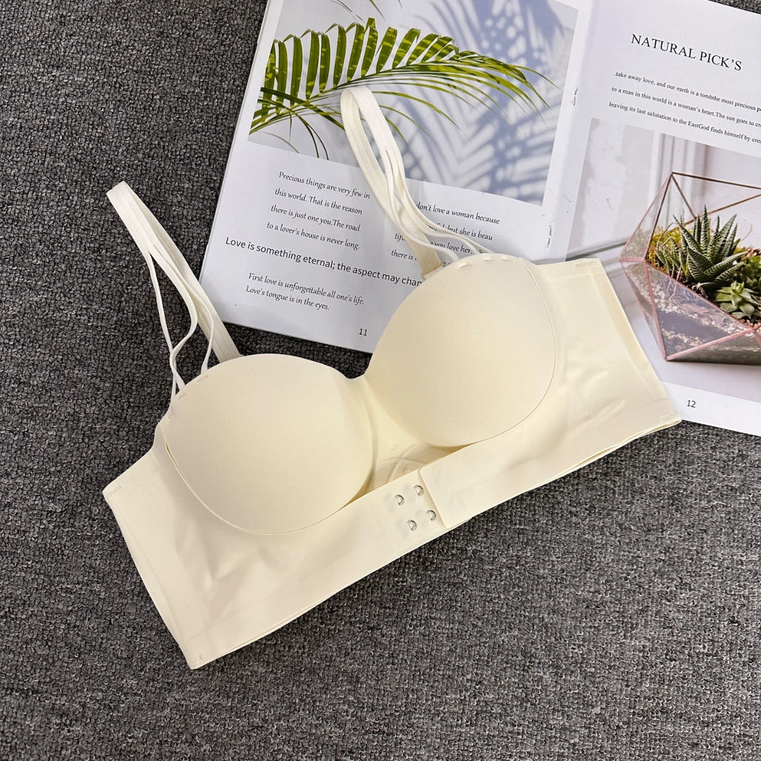 2304内衣女小胸聚拢无肩带前扣防滑无痕隐形显大裹胸抹胸文胸胸罩