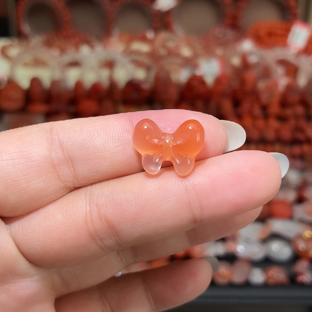 南红玛瑙未镶嵌颈饰上下通孔蝴蝶结