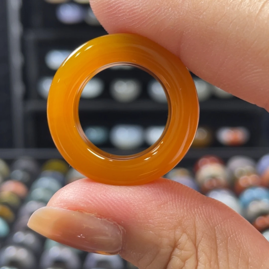 玛瑙/玉髓未镶嵌戒指港16黄色直切非质量问题.不退不换