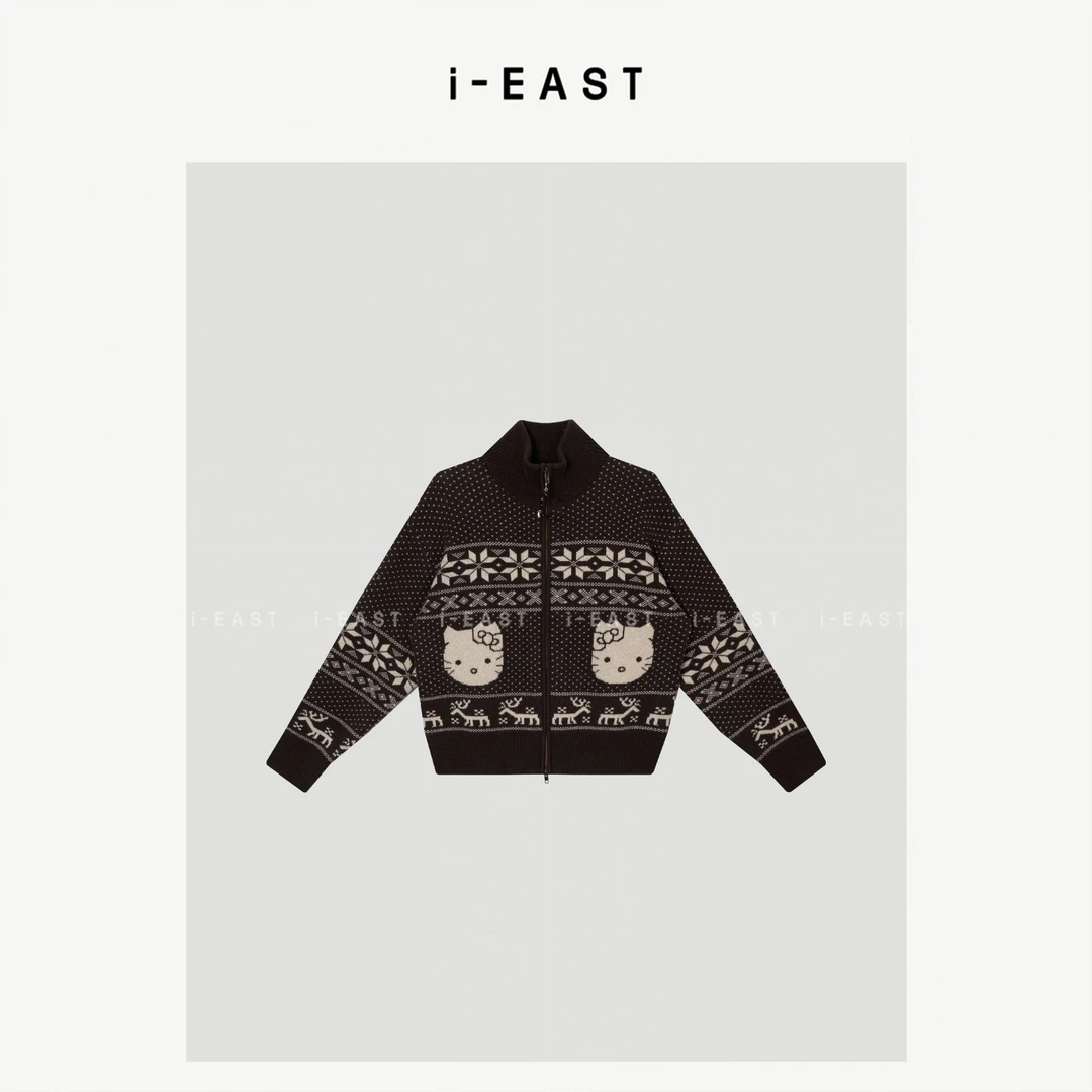 i-EAST QQ 费尔岛Kitty~时尚休闲风秋冬长袖羊毛衫5D SY9692