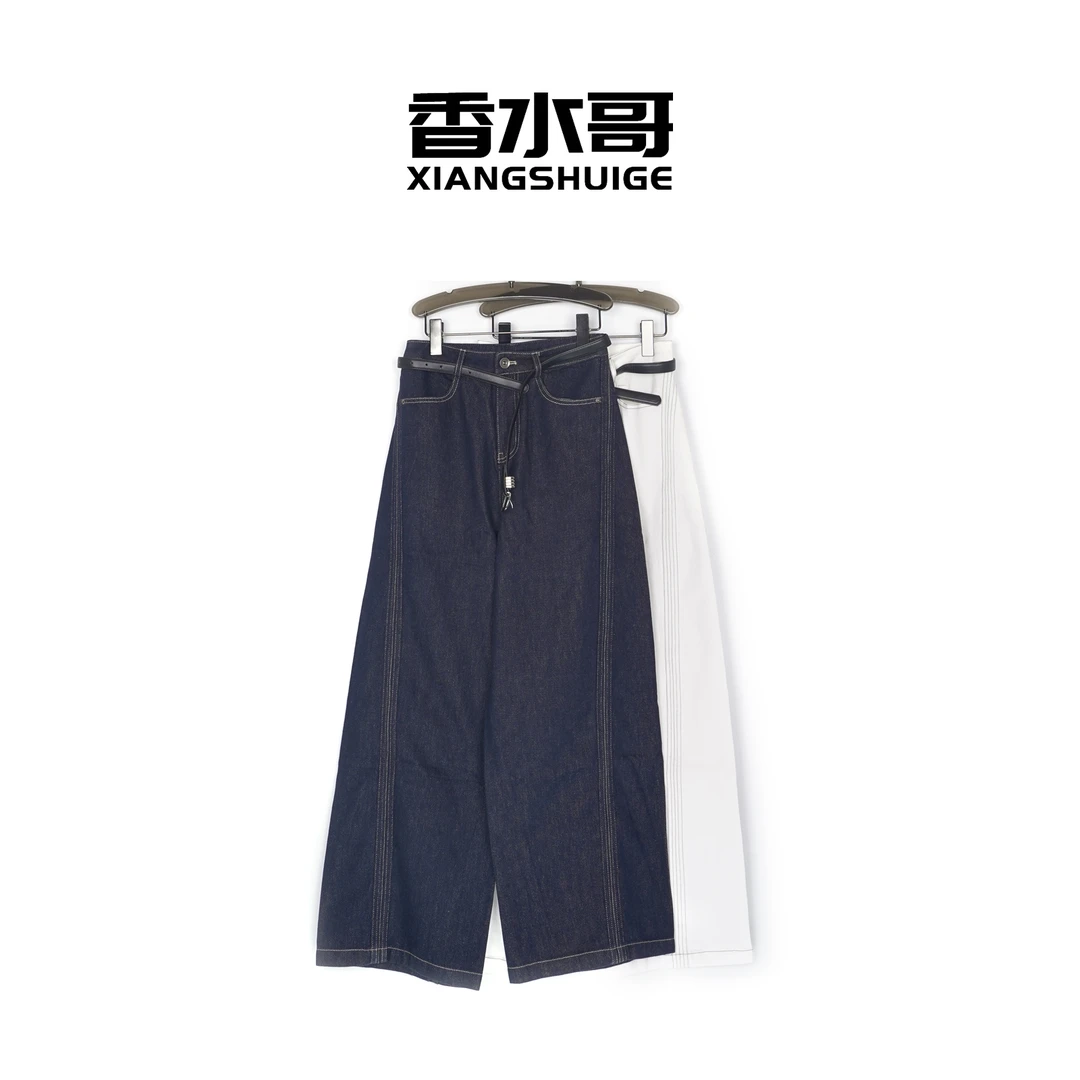 秋冬新品2025女时尚潮流水洗休闲裤土耳其牛仔裤瘦腿线条直筒裤