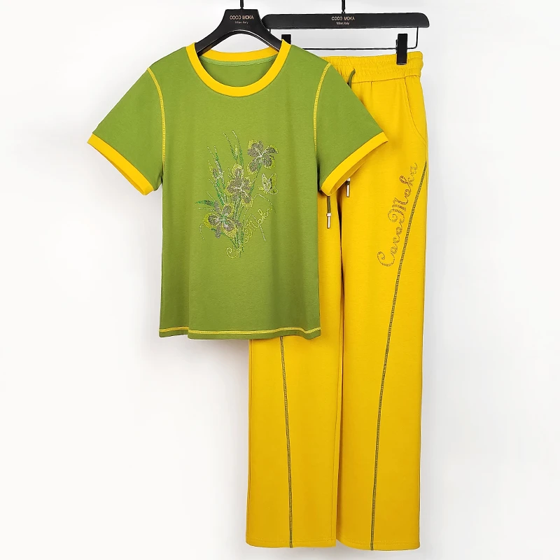 2025夏季新款短袖圆领运动休闲套装女士时尚宽松潮流【TZ5308】