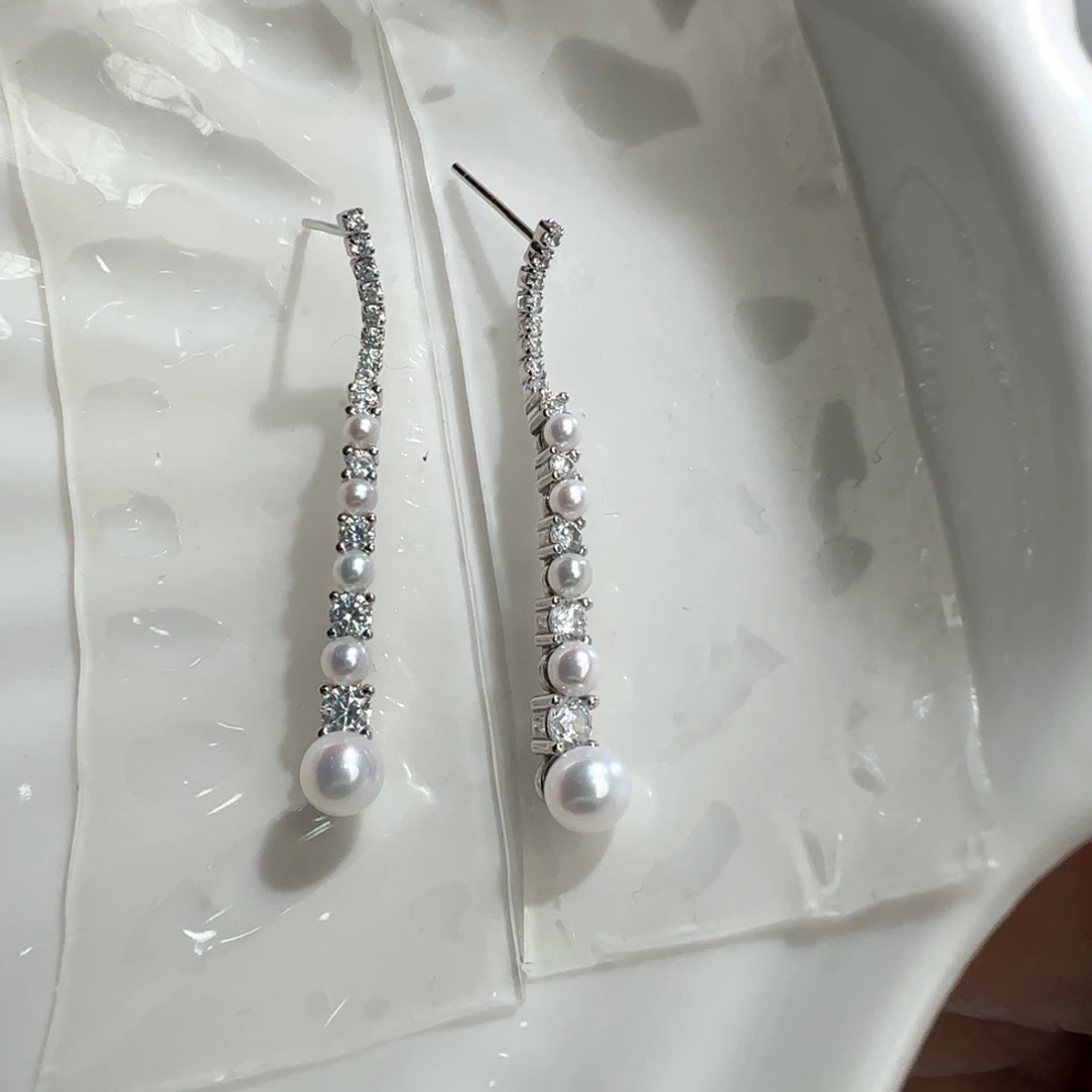 淡水珍珠耳饰银S925镶嵌