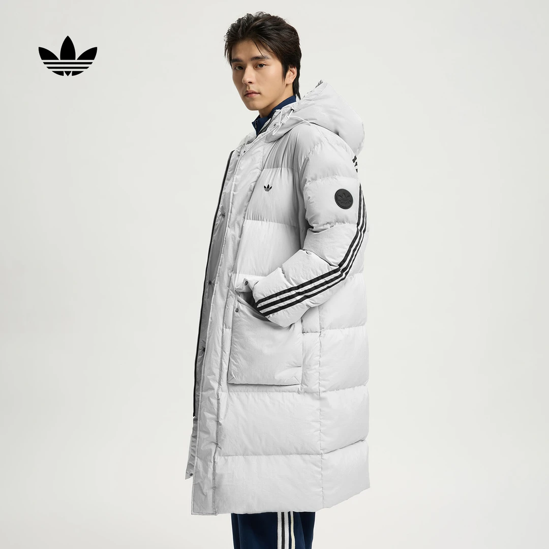 adidas/阿迪达斯三叶草 暖「芯」科技长款保暖鸭绒连帽男女 KC2566