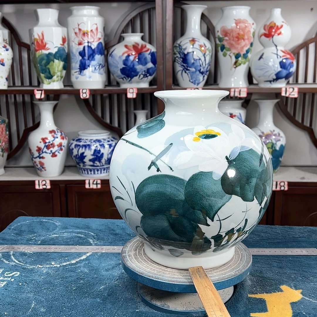 摆件景德镇陶瓷石百荷