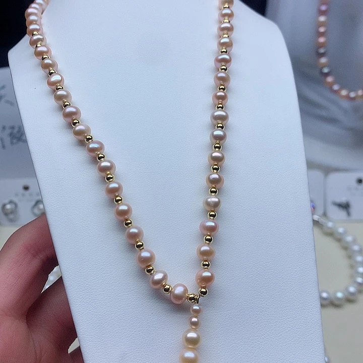 钛钢项链淡水珍珠