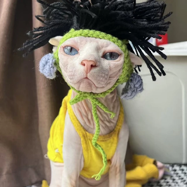 猫帅摇滚头饰无毛猫斯芬克斯德国滑稽假发滑稽小狗变装帽