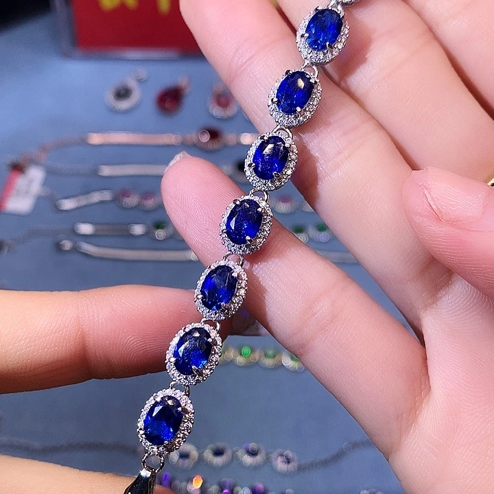 蓝宝石手链银S925镶嵌