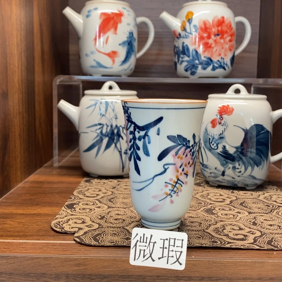 釉下彩老陶泥手工绘制
